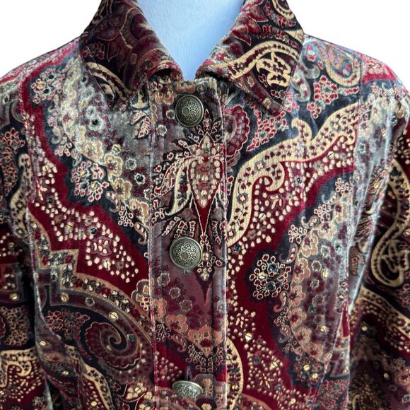 EUC Chico's Arabian Nights Velvet Luster Jacket Sz 2XL Lined - Picture 2 of 16